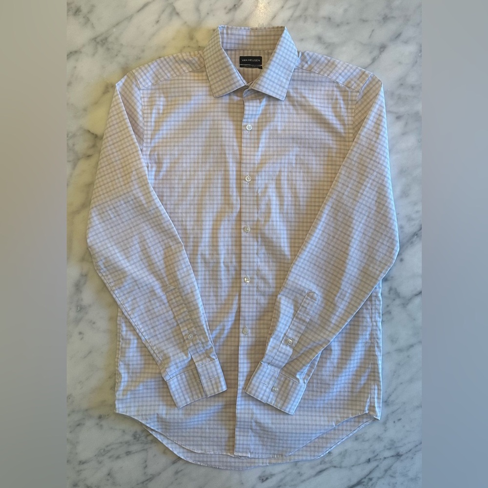 Van Heusen Men's Dress Shirt Slim Fit / Ultra Wrinkle Free - 14-14½ 32/33 Small - Picture 5 of 10